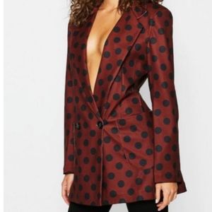 BooHoo Polka dot Oversized Blazer